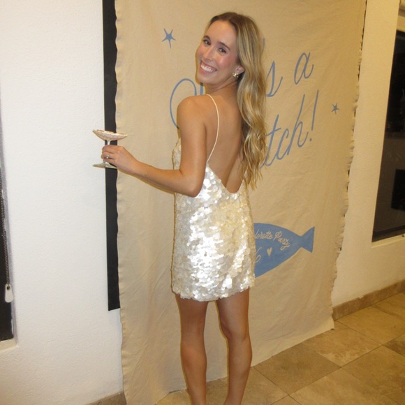 Retrofete Cream Sequin Mini Dress - Picture 2 of 8